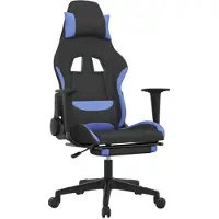 vidaXL Gaming-Stuhl mit Fußstütze Schwarz und Blau Stoff