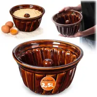 Kadax Gugelhupfform, Spülmaschinenfeste Backform aus Ton, Runde Kuchenform aus Steinzeug