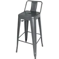 Bolero Bistro Stahlhocker mit Rückenlehne Gun Metal Grey (4 Stück)