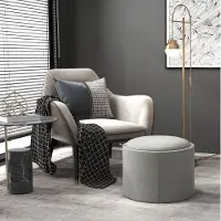 STILVORA Runder Fußhocker MDF Grau mit Stauraum und Klappdeckel, 56x56x42 cm