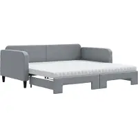 vidaXL Tagesbett Ausziehbar mit Matratze Hellgrau 100x200 cm Stoff
