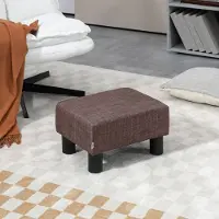 STILVORA Fußhocker Leinen Braun 40x30x24 cm mit Holzrahmen