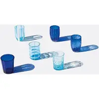 Zafferano 6er-Set zweifarbige Trinkgläser aus der Melting Pot Kollektion aus dekoriertem Glas - Blau und Aquamarin - Safran