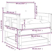 vidaXL Gartenstühle mit Kissen 2 Stk. Weiß Massivholz Kiefer