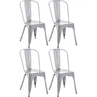 CLP 4er Set Stapelstühle Benedikt stapelbar Rückenlehnen Metall bis 200 kg belastbar silber