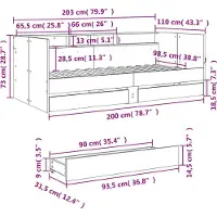 vidaXL Tagesbett mit Schubladen ohne Matratze Sonoma-Eiche 100x200 cm
