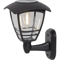 Star Trading Solar-Wandleuchte ,Felix', Wandlaterne mit Solarpaneel, LED, schwarz, H 21cm