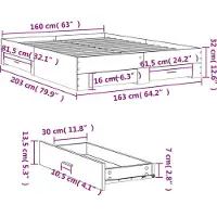 vidaXL Bettgestell mit Schubladen Weiß 160x200 cm Holzwerkstoff