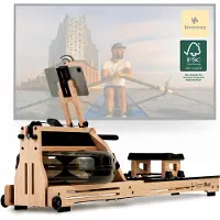Sportplus I Holz-Wasser-Rudergerät I für zuhause, aus Natur-Massivholz, Rudermaschine, Rudergerät Wasser, Rudergerät Holz, mit Trainingscomputer, SP-WR-1800