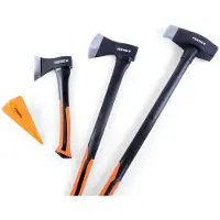 FUXTEC 4er Axt Set FX-AX4 inkl. Spaltgranate 600g/1000g/3000g/1800g Fiberglaskern. Geschmiedeter Carbonstahl 1045