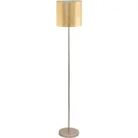 Eglo Stehlampe Viserbella, Vintage Stehleuchte, Standleuchte aus Stahl und Textil, Wohnzimmerlampe in Champagner, Gold, Lampe mit Tritt-Schalter, E27