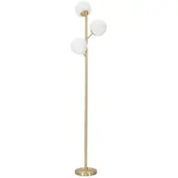 Mauro Ferretti Glamouröse 3-flammige Stehleuchte – E14-Stehleuchte aus goldfarbenem Metall mit 3 weißen Glaskugeln (Ø 36 x 190 cm) – Glam Design