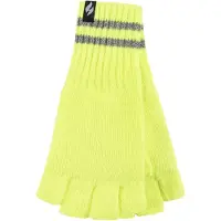 Heat Holder Herren gestrickt fingerlose reflektierende Handschuhe für Winter | Wärmehalter | Thermal Hi Viz Arbeitshandschuhe - gelb
