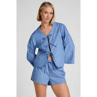 Hunkemoller Gestreifte Baumwollshorts Blau