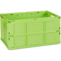 Relaxdays 2x Professionelle Transportbox, stabile Klappboxen, Gewerbe, hochwertiger Kunststoff, Qualität, 60 Liter, grün