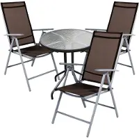 Mojawo Bistro Sitzgarnitur Bistrogarnitur 4-teilig Silbergrau/Schokobraun