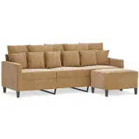 vidaXL 3-Sitzer-Sofa mit Hocker Braun 180 cm Samt