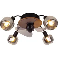 Näve Deckenventilator Deckenleuchte Lüfter Fernbedienung 4x E14 Glas rauch schwarz