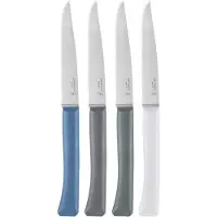 Opinel Bon Appetit+ 2349, Tafelmesser, Set mit 4 Messern, Storm, Micro Wellenschliffklinge