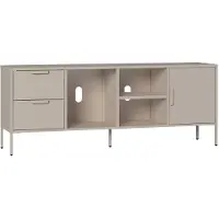 En.casa Fernsehschrank ‘Kliri’ mit 2 Schubladen und 1 Tür Stahl 150 x 35 x 58 cm Kamelfarben
