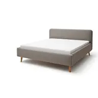 Meise Mattis Polsterbett 160x200cm Holzfuß Kopfteil Glatt Taupe