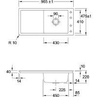 Villeroy & Boch 67902FRW SP Timeline 60 flat 965x475mm