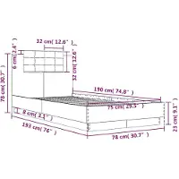 vidaXL Bettgestell mit Kopfteil und LED-Leuchten Weiß 75x190 cm
