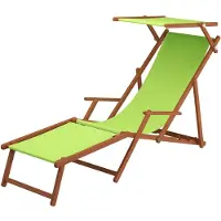 Erst-Holz Sonnenliege pistazie Liegestuhl Fußteil Sonnendach Kissen Holz Deckchair Gartenmöbel 10-306FSKD