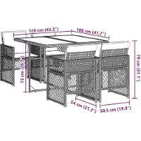 vidaXL 5-tlg. Garten-Essgruppe mit Kissen Beige Poly Rattan