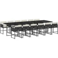 vidaXL 13-tlg. Garten-Essgruppe mit Kissen Schwarz Poly Rattan