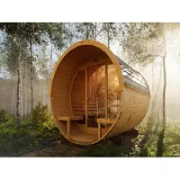 Palmako Naturbelassen 220 x 225 x 250 cm Fasssauna Ellipso 1, Fichtenholz Massivholz Saunafass, Garten Sauna für 2 Personen, inklusive 2 Liegen aus Espe und Fußboden