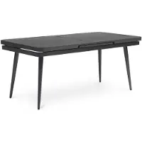 Idimex Gartentisch SUNNY ausziehbar 180–240 cm, Schwarz – großer Tisch mit integrierter Verlängerungsplatte aus pulverbeschichtetem Aluminium UV-beständig pflegeleicht für Terrasse Balkon Garten