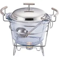 KINGHOFF Speisenwärmer Warmhaltebehälter Suppewärmer Mit Glaseinsatz 4.0L 4 Stk. 1 Kammer Kh-1417