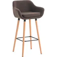 DELUKE Barhocker mit Lehne Braun VILO - Stoffbezug, 99x55x46cm | Barhocker mit Lehne Tresenhocker Barstuhl Küchenhocker Thekenhocker hoher Stuhl