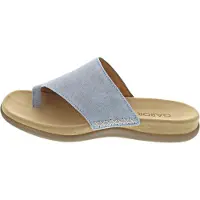 Gabor 8370036 Damenschuhe, Zehentrenner, Leder, Hellblau - Damenschuhe Pantolette / Zehentrenner, Blau, leder (dreamvelour)