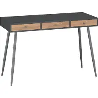 En.casa Schreibtisch 'Tumba' mit 3 Schubladen 115 x 48 x 76 cm Schwarz / Walnussoptik