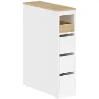 SoBuy Toilettenschrank 20 cm, Badezimmerschrank mit 3 Schubladen, kleiner Toilettenpapierschrank, mobiles Regal für Bad, WC und Küche, weiß, 60 x 20 x 82,3 cm