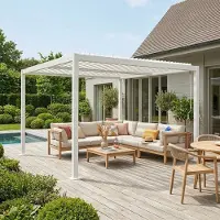 Sweeek - Bioklimatische Pergola mit Lamellendach Palace 3,6x3,6m - Weiß