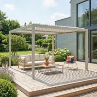 Sweeek - Bioklimatische Pergola mit Lamellendach Palace 3,6x3,6m - Beige