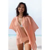 LASCANA Pareo "Modetuch, Strandtuch, Überwurf", Damen, orange (peach), Stoff, Baumwolle, unifarben, Modetücher Pareo, aus leichtem, angenehmem Material