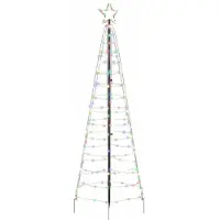 vidaXL LED Weihnachtsbaum mit Erdspießen Mehrfarbig 250 cm Eisen