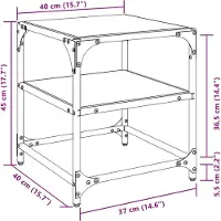 vidaXL Couchtische mit Glasplatten 2 Stk. Schwarz 40x40x45 cm Stahl
