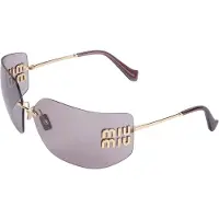 Miu Miu MU 54YS Damen-Sonnenbrille Randlos Geometrisch Metall-Gestell, Gold