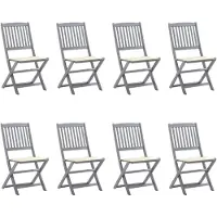 vidaXL Klappbare Gartenstühle 8 Stk. mit Kissen Massivholz Akazie