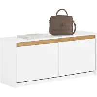 SoBuy Schuhschrank mit Bank - Weiß - 104x30x47 cm - 2 Schubladen - Modernes Design