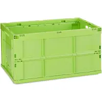Relaxdays Profi Klappbox, stabil, Gewerbe, hochwertiger Kunststoff, Qualität, 60L, Kiste, HBT 31,5 x 58,5 x 40 cm, grün