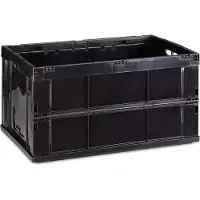 Relaxdays Profi Klappbox, stabil, Gewerbe, hochwertiger Kunststoff, Qualität, 60L, Kiste, 31,5 x 58,5 x 40 cm, schwarz