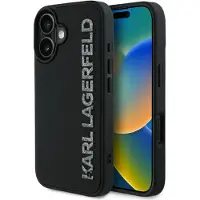 Karl Lagerfeld HC 3D Rubber Extended Glitter Case für iPhone 16 - Schwarz
