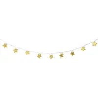 Näve Lichterkette mit Sternen - 120 cm lang, im Landhaus Stil, aus Metall, goldfarben, 10 LED – für Innenräume – Batteriebetrieb