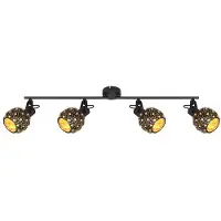 Globo Deckenlampe, Kristalle, Metall, schwarz, 4 flammig, L 90cm